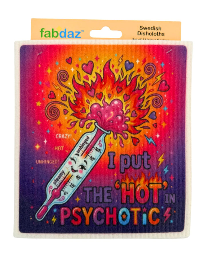 Beautiful Mind Fun Crazy Sayings - Set of 3 - Swedish Dishcloths