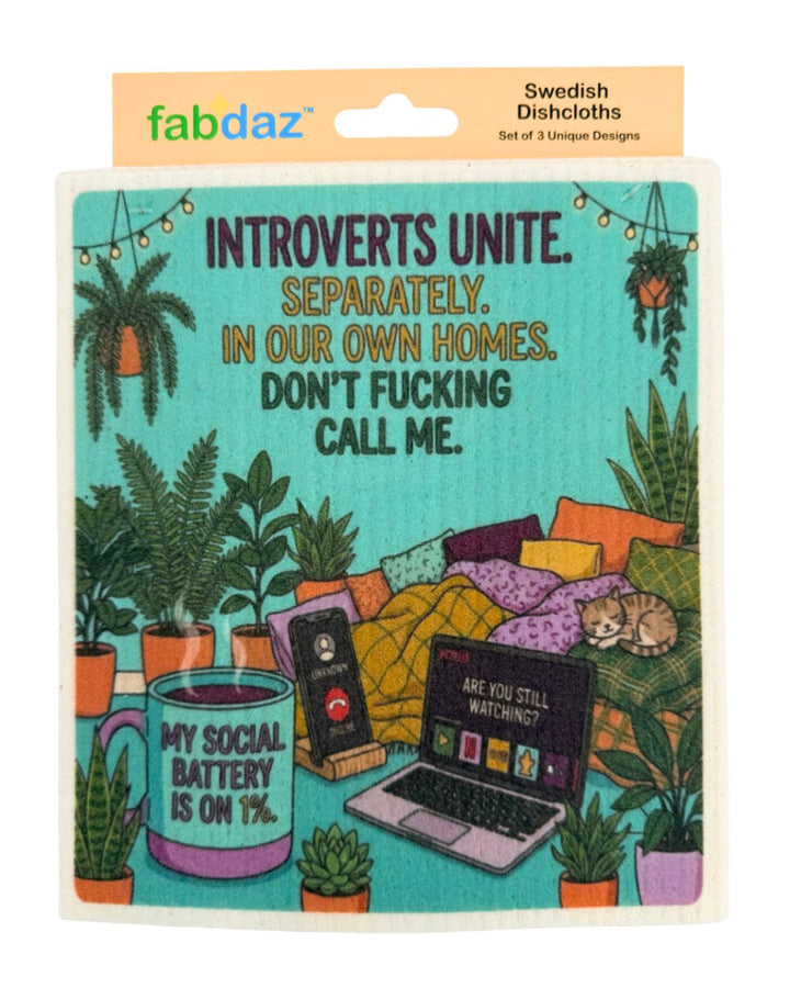 Introvert Sayings - Set of 3 - Swedish Dishcloths
