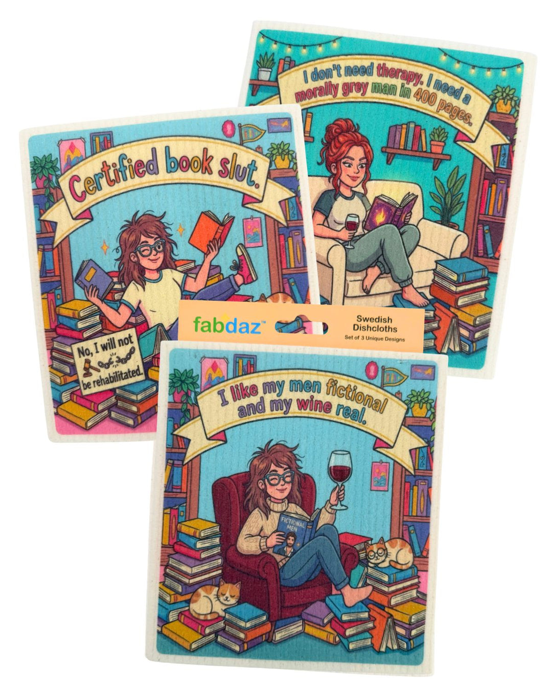 Romantasy Book Lover - Set of 3 - Swedish Dishcloths