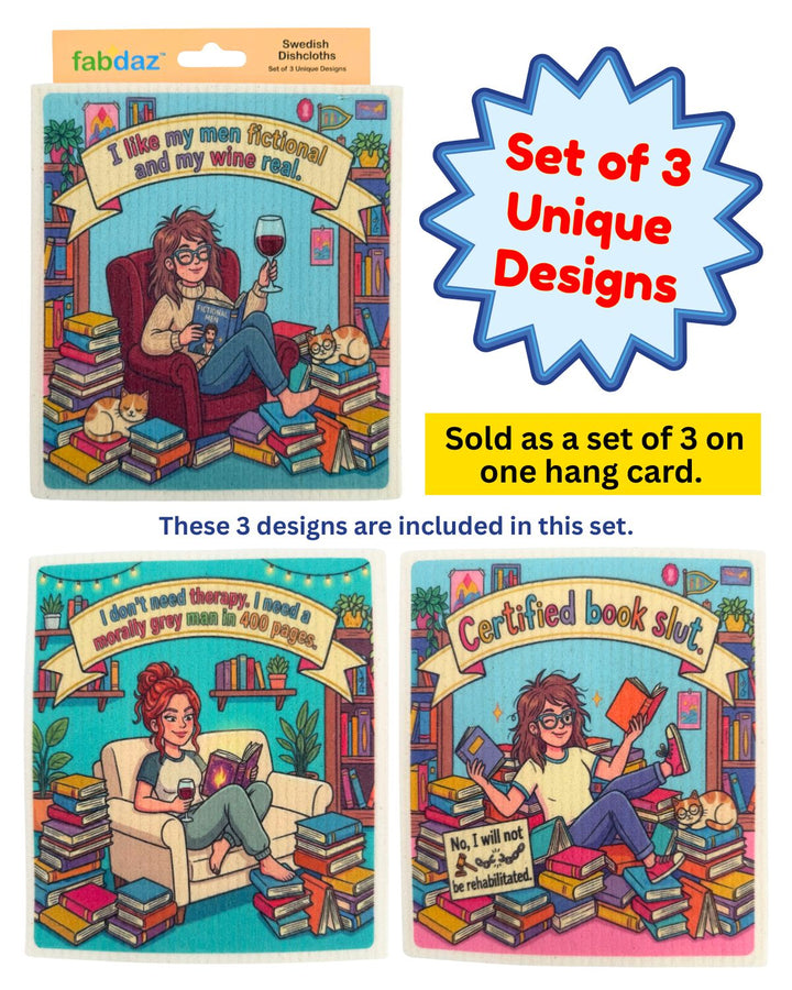 Romantasy Book Lover - Set of 3 - Swedish Dishcloths