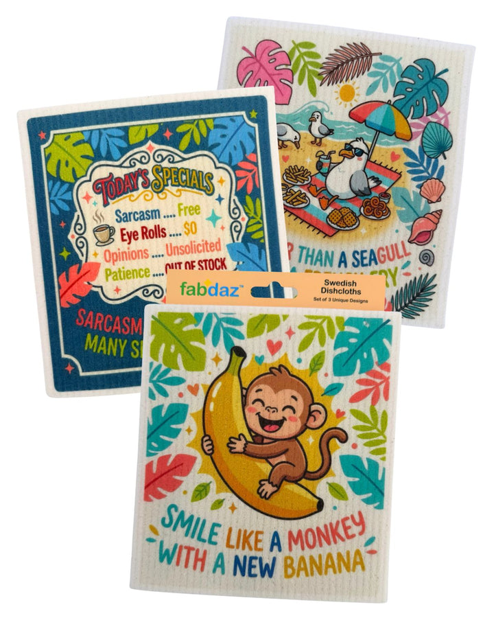 Silly Sayings - Set of 3 - Swedish Dishcloths