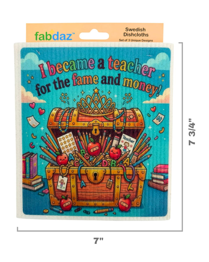 Funny Teacher Sayings - Set of 3 - Swedish Dishcloths