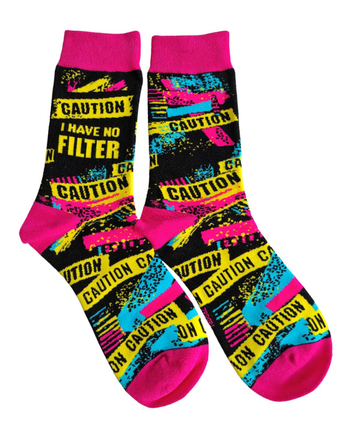 Caution I Have No Filter Women's Crew Socks