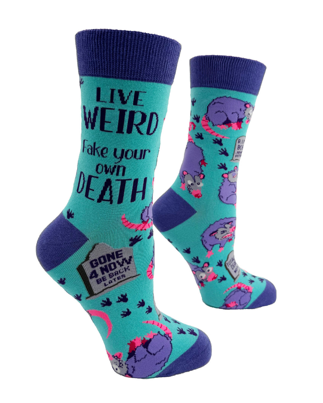 Live Weird, Fake Your Own Death Possum Women's Crew Socks