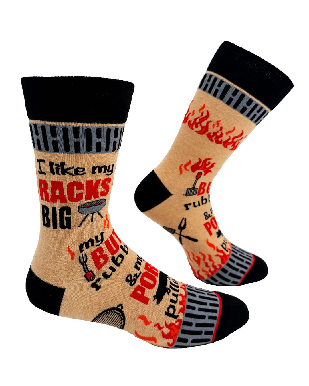 I Like My Racks Big... Men's Novelty BBQ Crew Socks