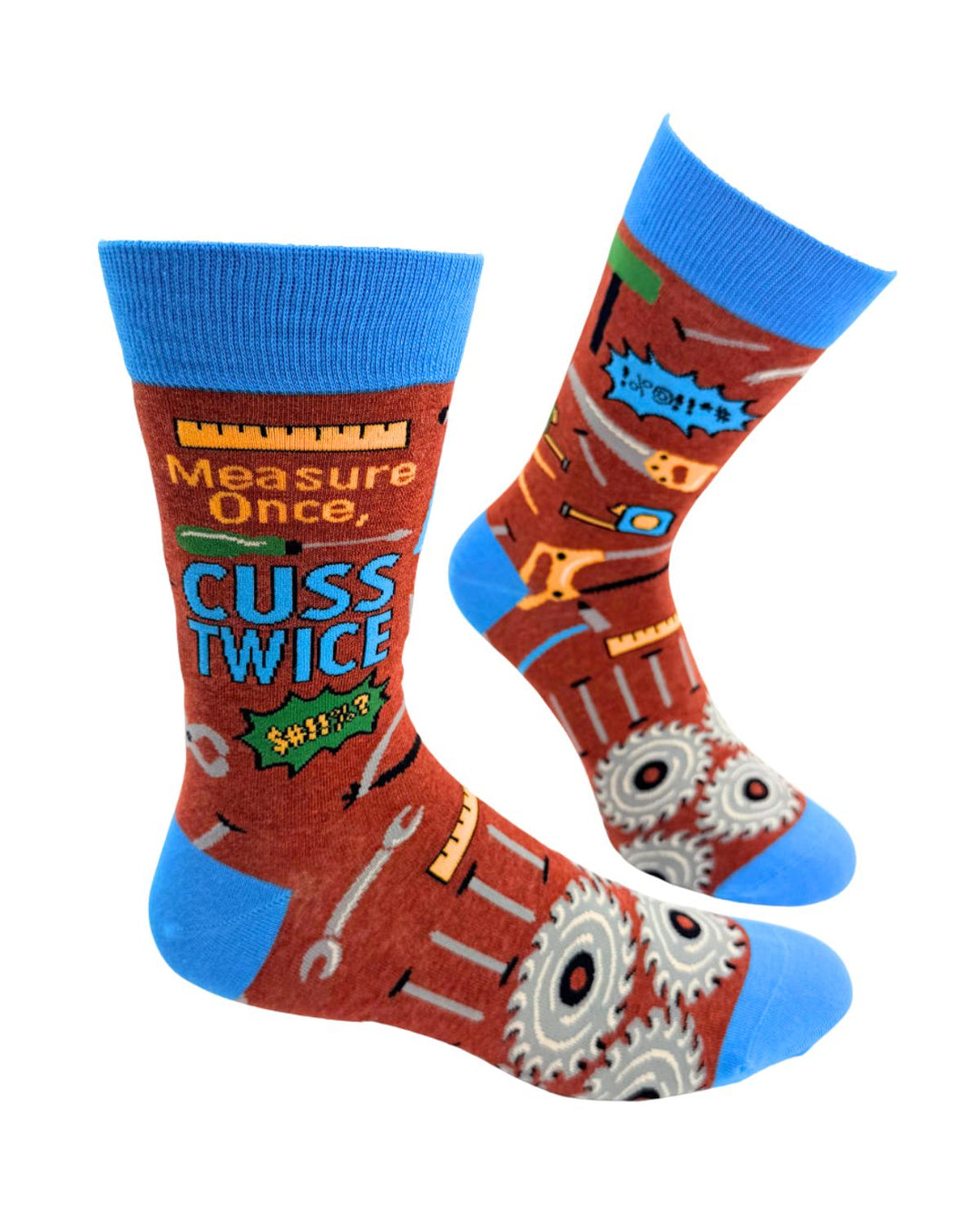 Measure Once Cuss Twice Men's Novelty Crew Socks