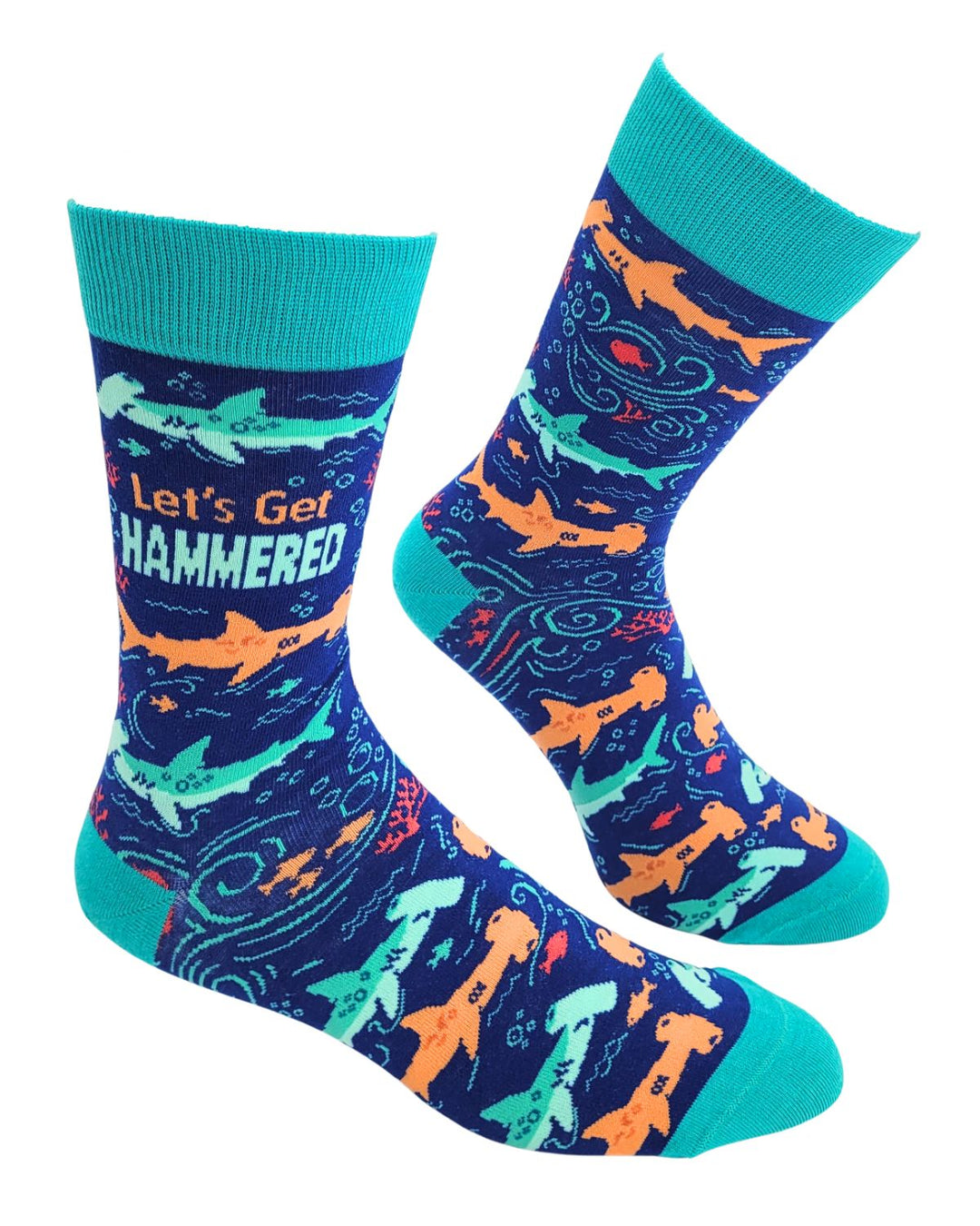Let's Get Hammered Hammerhead Shark Men's Novelty Crew Socks