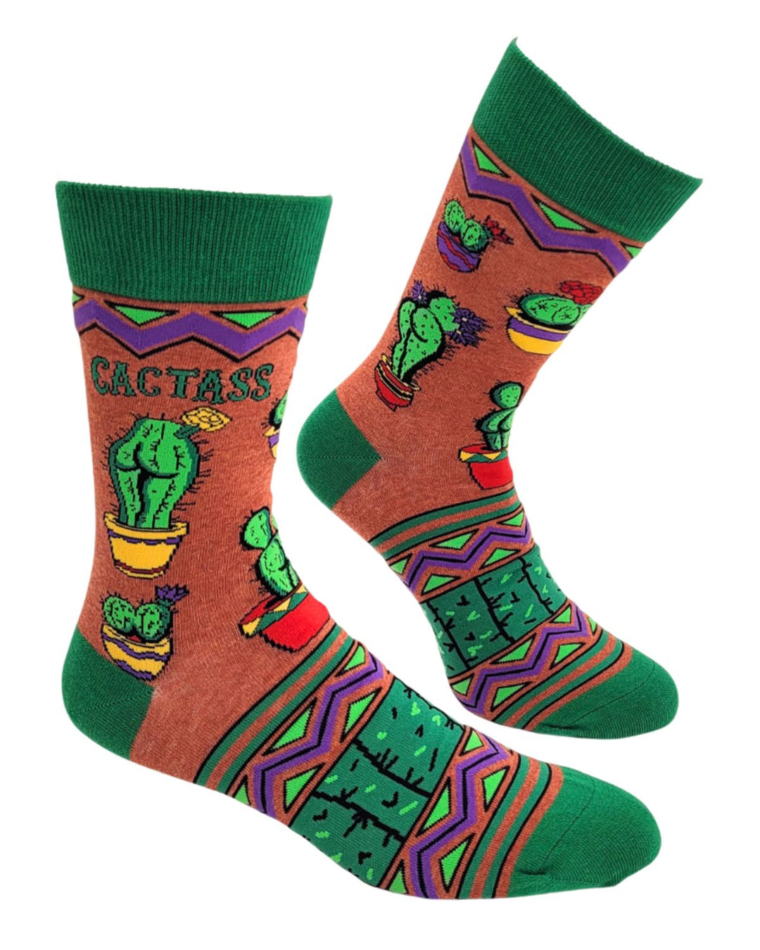 "Cactass" Funny Cactus Men's Novelty Crew Socks