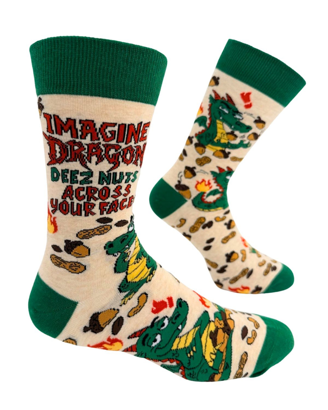 Imagine Dragon Deez Nuts Across Your Face Men's Novelty Crew Socks