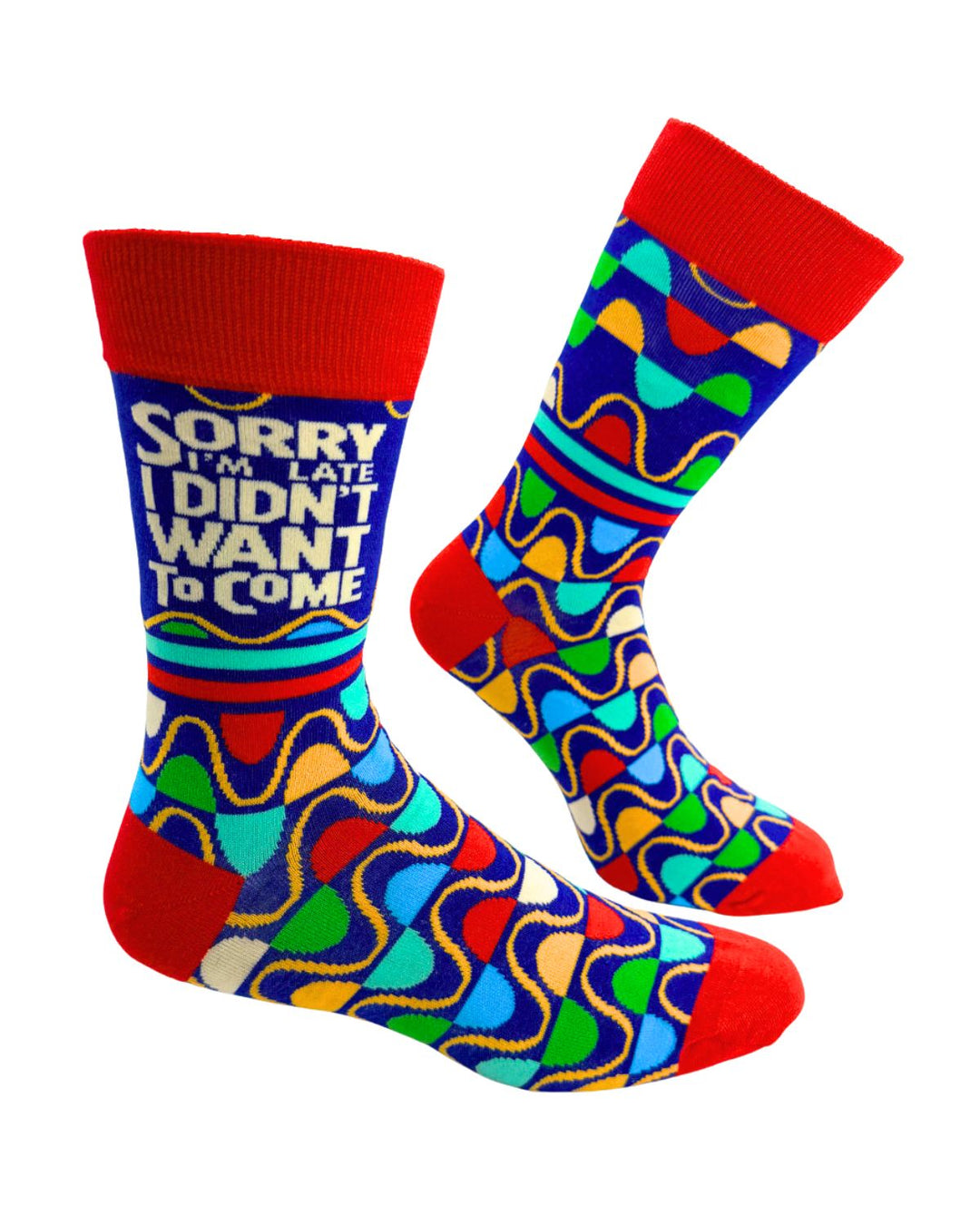 Sorry I'm Late but I Didn't Want to Come Men's Novelty Crew Socks