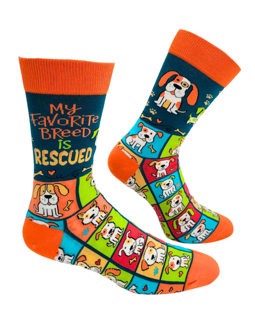 My Favorite Breed is Rescued Men's Novelty Crew Socks