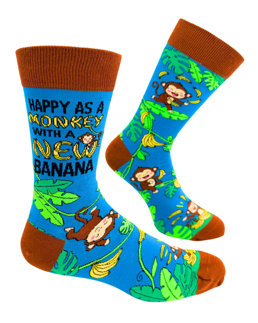 Happy as a Monkey with a New Banana Men's Novelty Crew Socks
