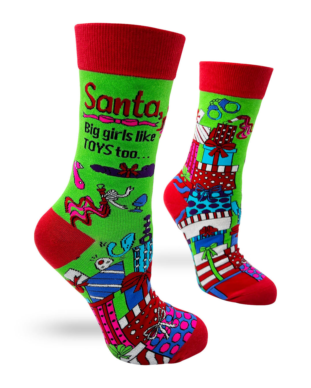 Santa, Big Girls Like Toys Too Funny Women's Novelty Christmas Socks