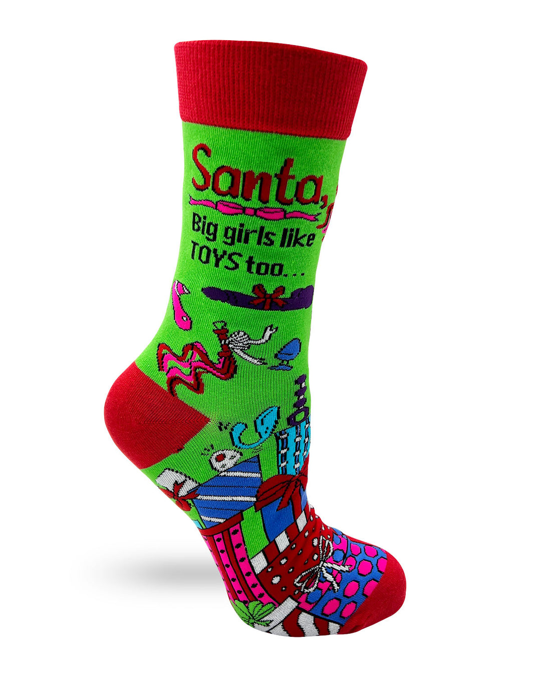 Funny Santa, Big Girls Like Toys Too Funny Ladies' Novelty Christmas Socks