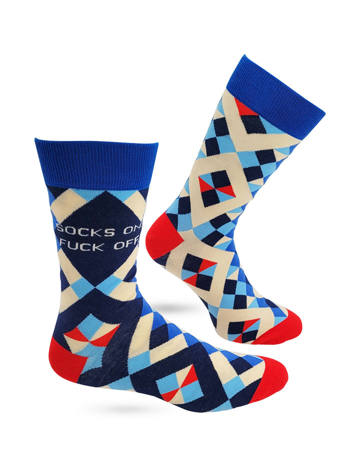 Socks On Fuck Off Men's Novelty Crew Socks