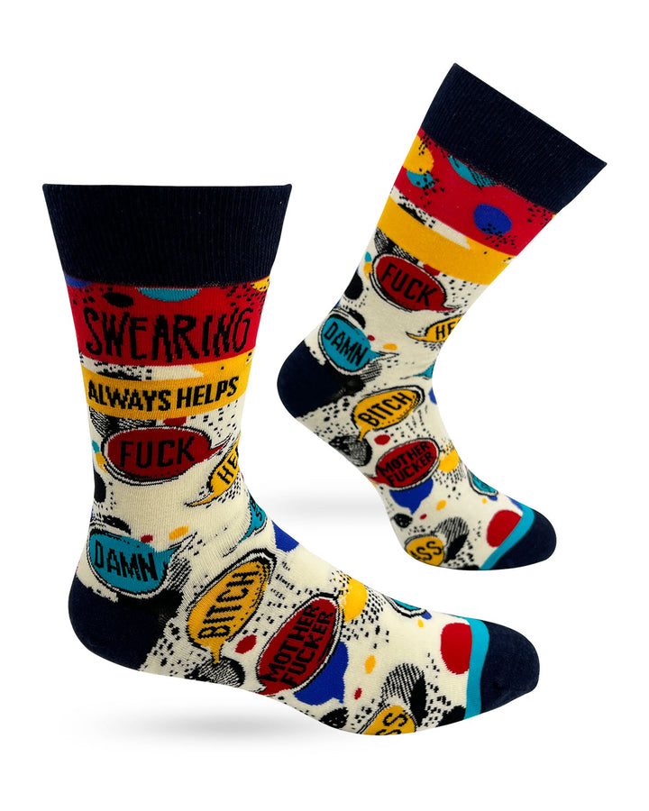 Swearing Always Helps Men's Novelty Crew Socks