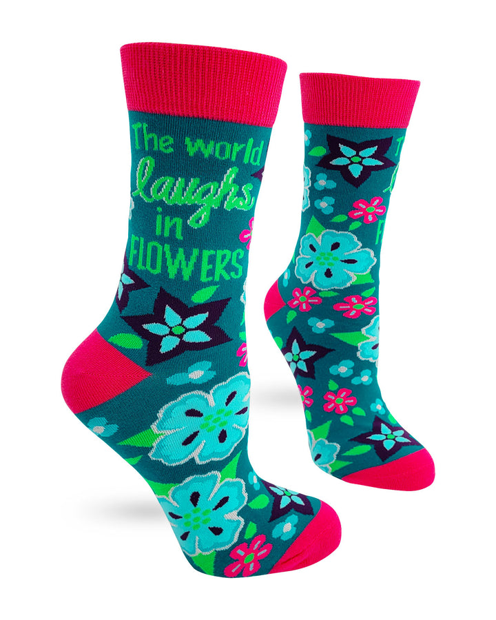 The World Laughs in Flowers Women's Crew Socks
