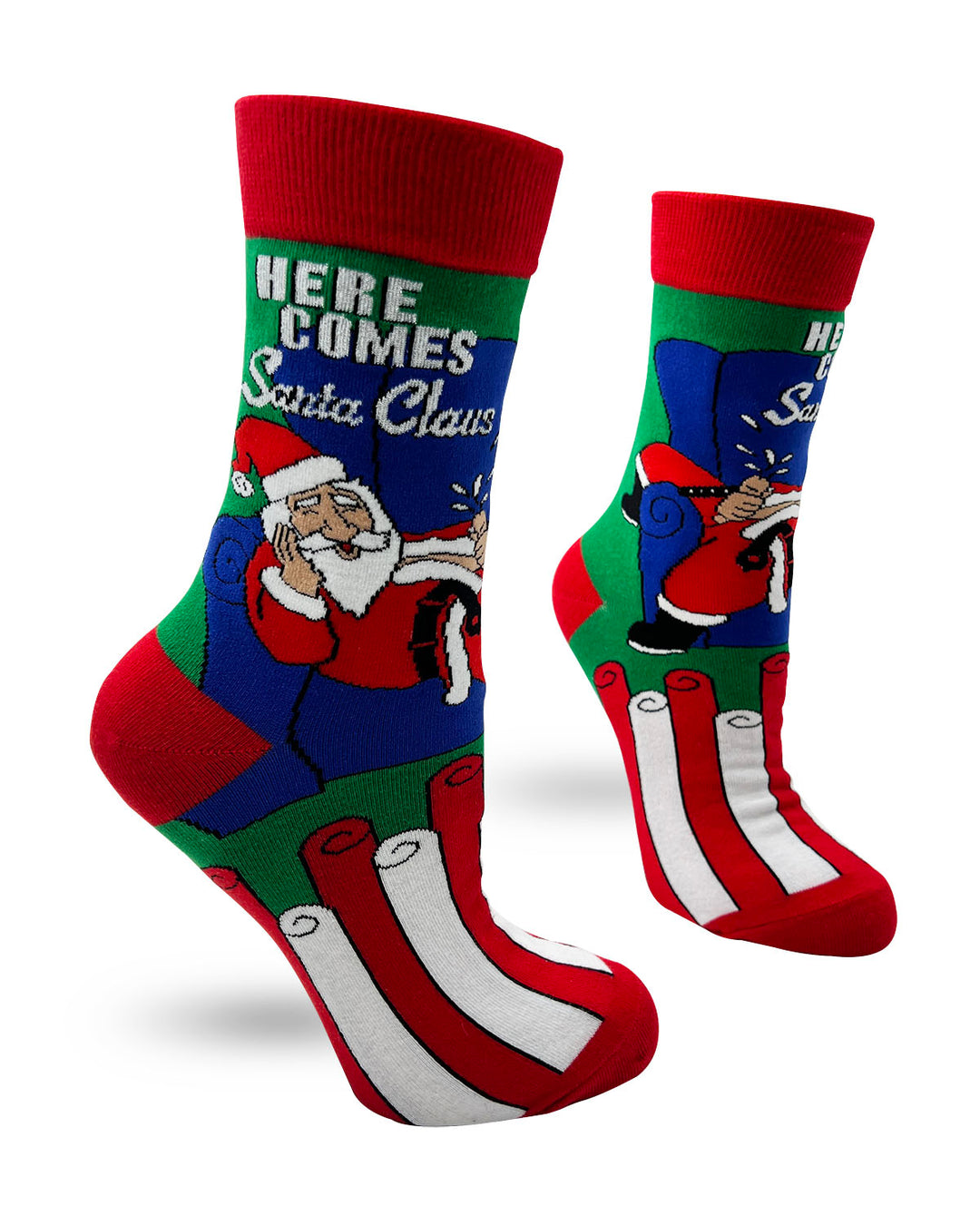 Gag Gift Here Comes Santa Claus Women's Novelty Socks