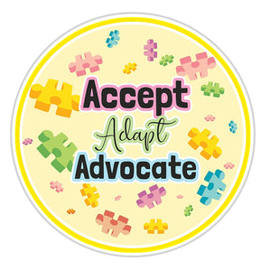 Accept Adapt Advocate Autism Support Sticker, Pastel Colors