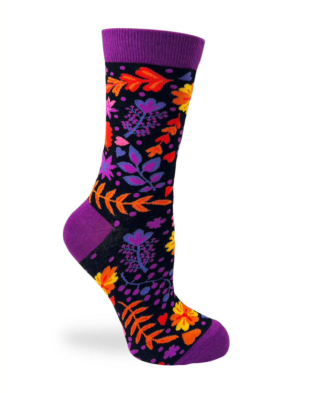 Ladies' crew socks feature vibrant, bright, happy, and rich autumn colors.