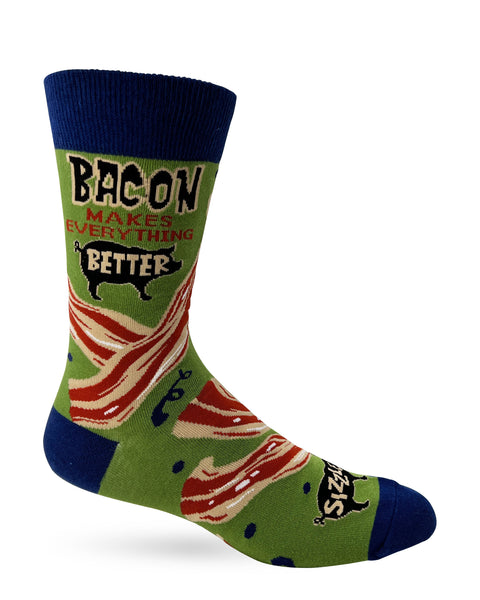 Bacon Makes Everything Better Men's Novelty Crew Socks