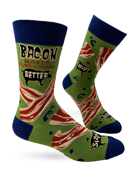 Bacon Makes Everything Better Men's Novelty Crew Socks