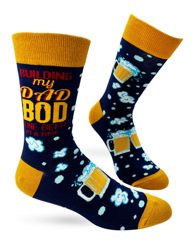 Building My Dad Bod One Beer At A Time Men's Novelty Crew Socks