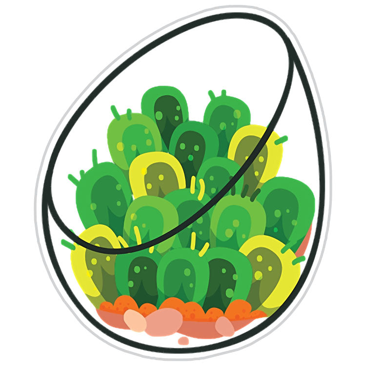 Cactus In A Rounded Glass Terrarium Sticker