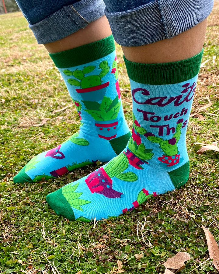 FabDaz funny women's socks with sayings Can't Touch This