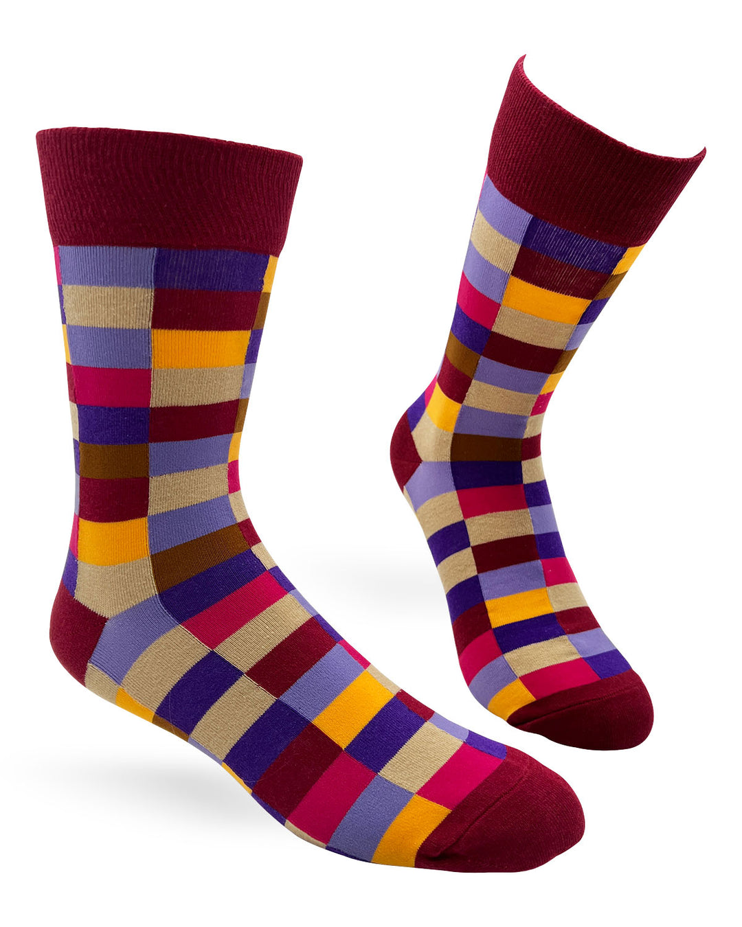 Colorful Grid Men's Novelty Crew Socks
