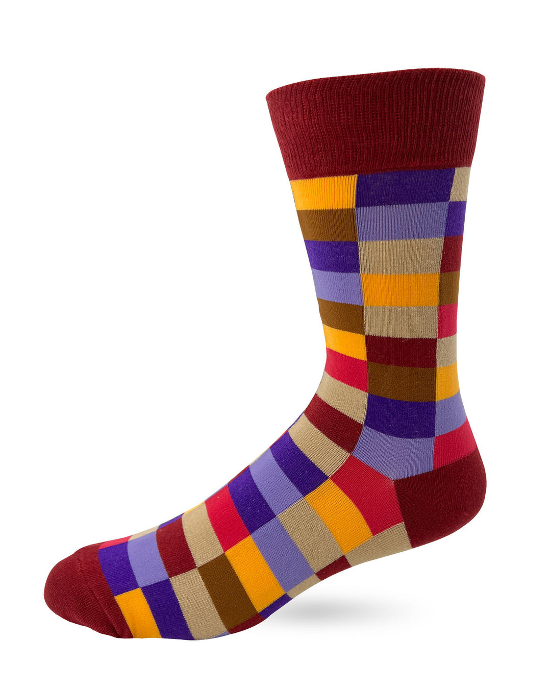 Colorful Grid Men's Novelty Crew Socks
