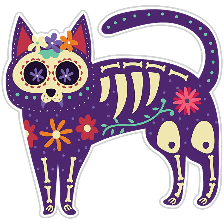 Day Of The Dead Skeleton Cat Sticker