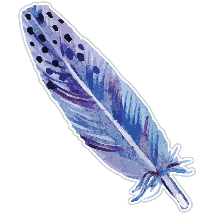 Dotted Blue And Purple Single Feather Sticker