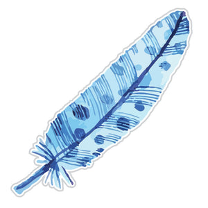 Dotted Blue Single Feather Sticker