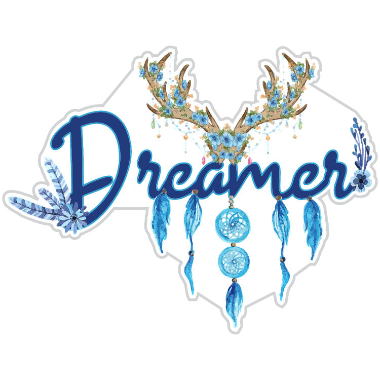 Dreamer and Antlers In Blues Sticker