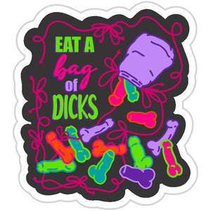 Eat a Bag of Dicks Sticker With Black Background