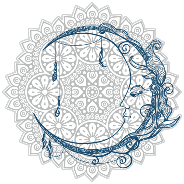 Elegant Blue Moon Mandala Sticker