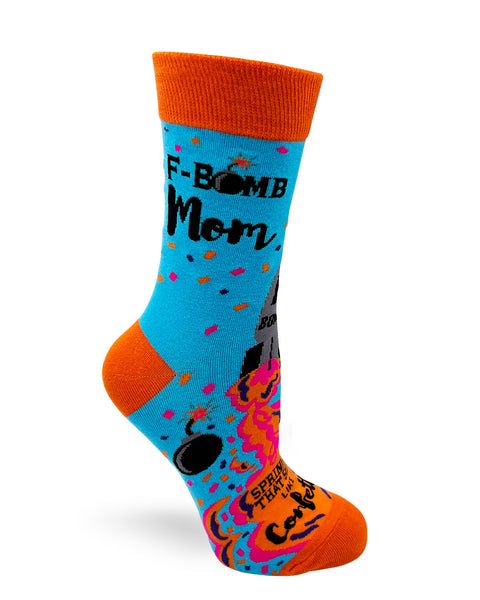 Orange and blue Ladies' Novelty Crew Socks