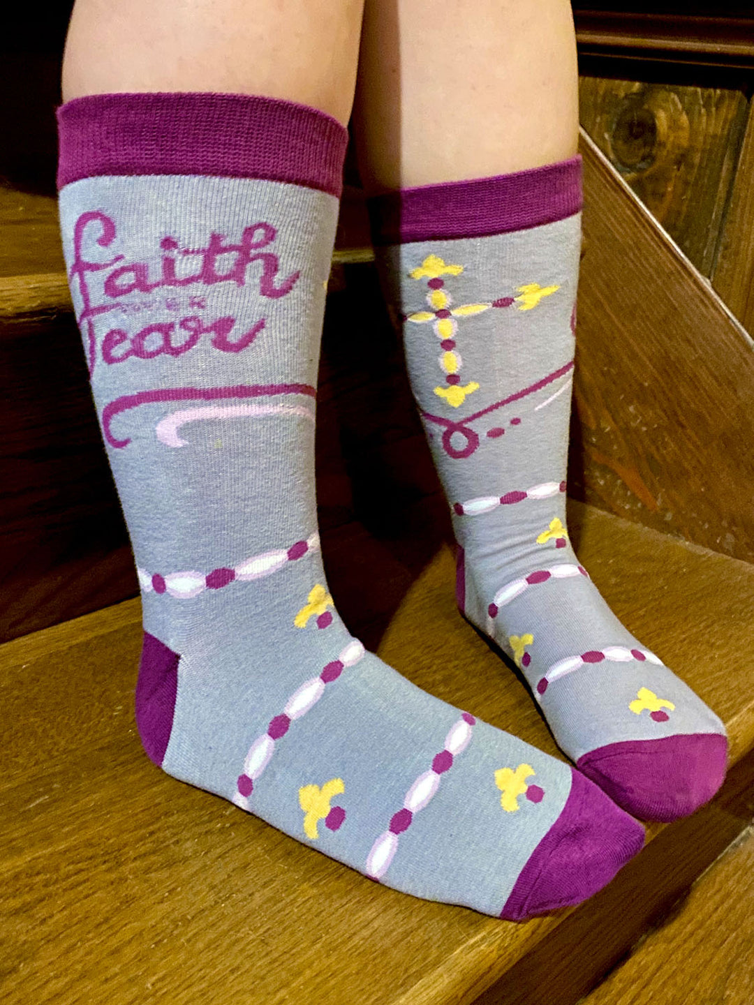 Inspirational socks for ladies Faith Over Fear 