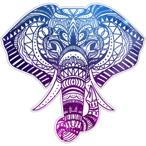 Elephant Mandala Sticker In Purple And Blues