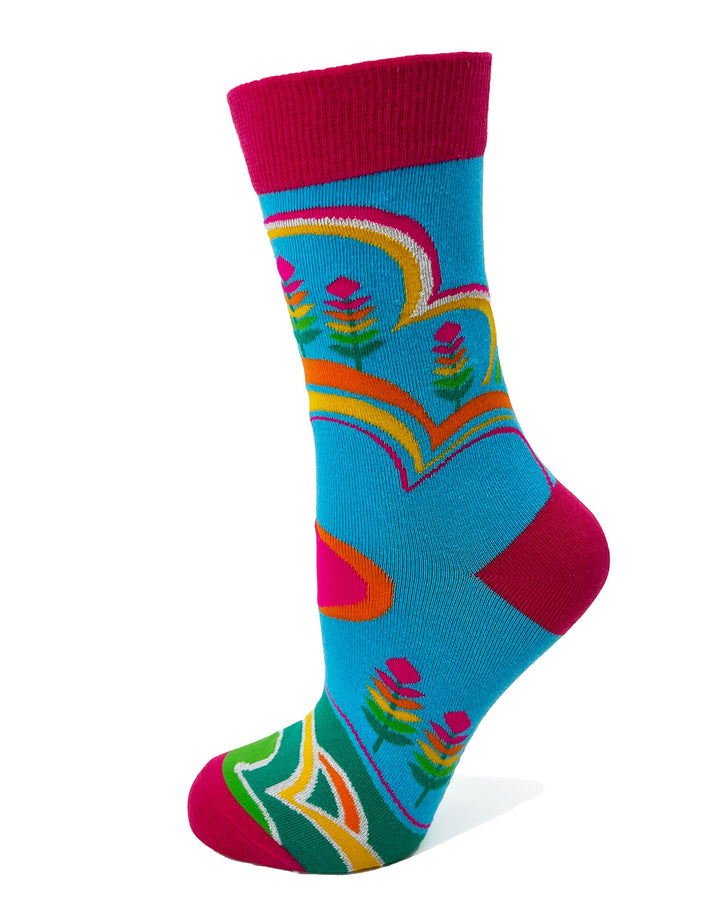 Blue and Red Women's Novelty Crew Socks