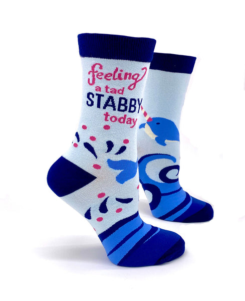 Feeling a Tad Stabby Today Narwhal Womens cotton crew socks 