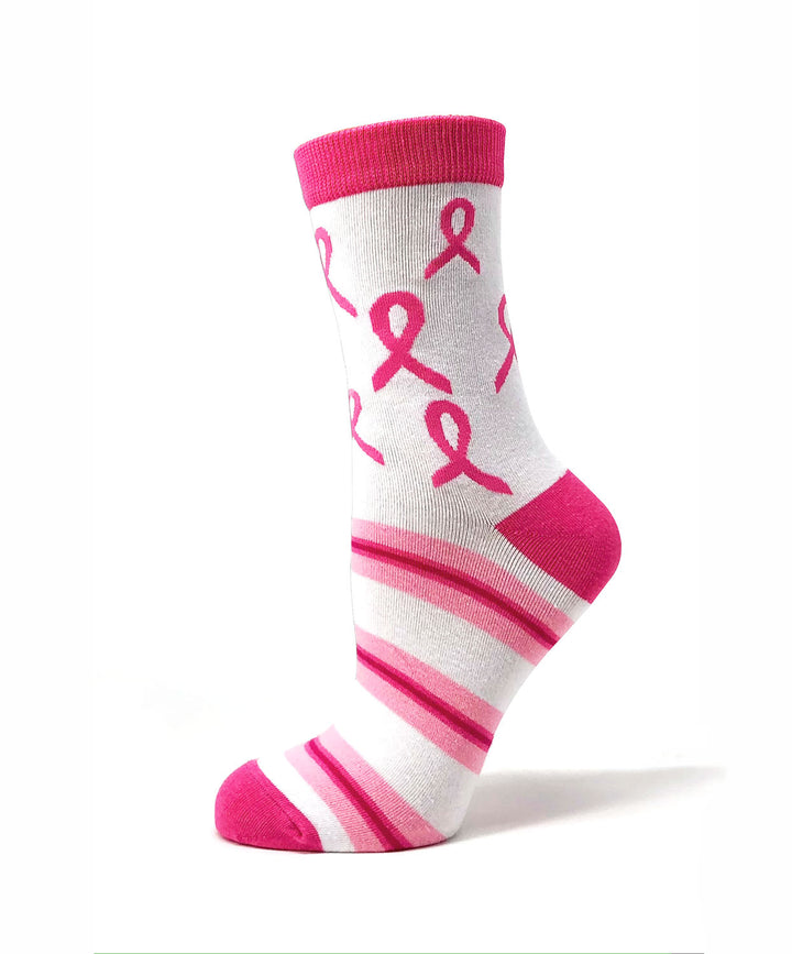 Pink cancer awareness socks