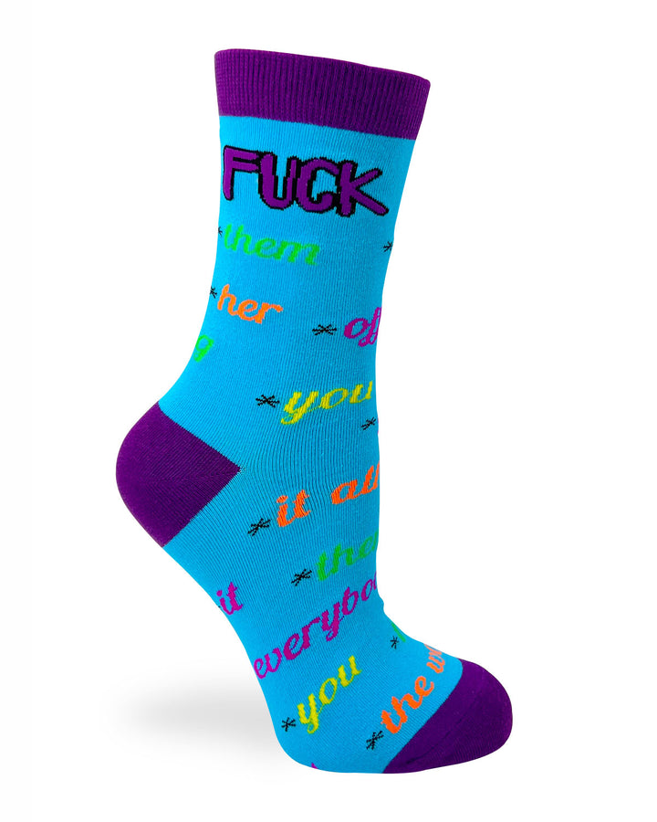 Novelty socks with profanity words 