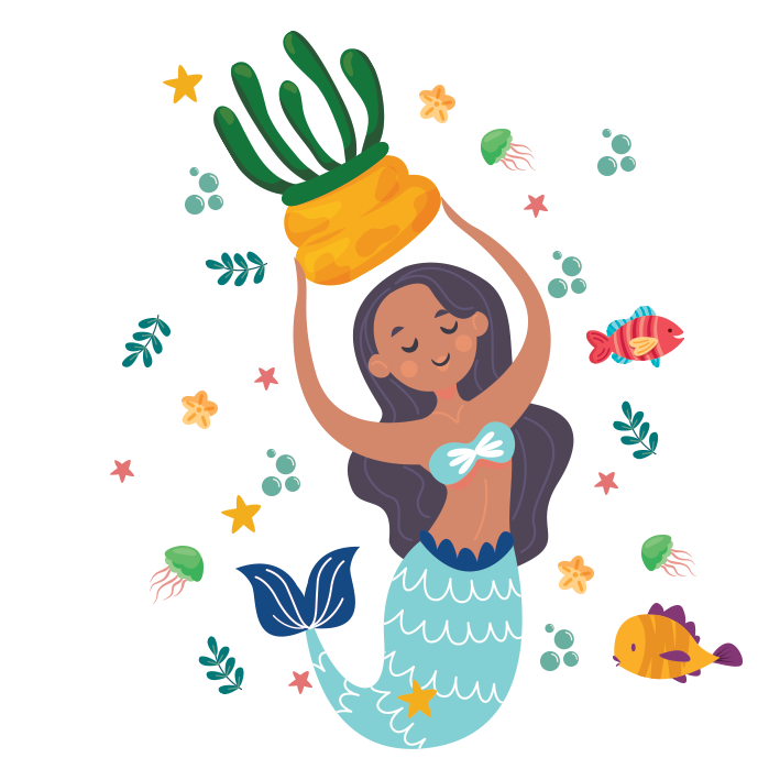 Mermaid With Long Hair And A Plant Sticker