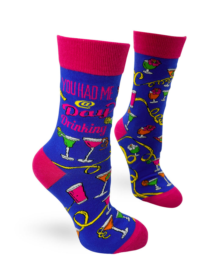 Funny "You Had Me @ Day Drinking" Women's Crew Socks