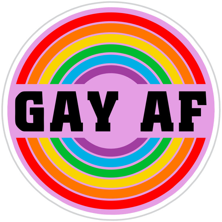 Gay AF Rainbow Bullseye Sticker