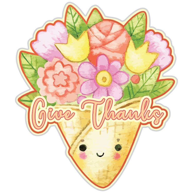 Give Thanks Floral Bouquet Sticker