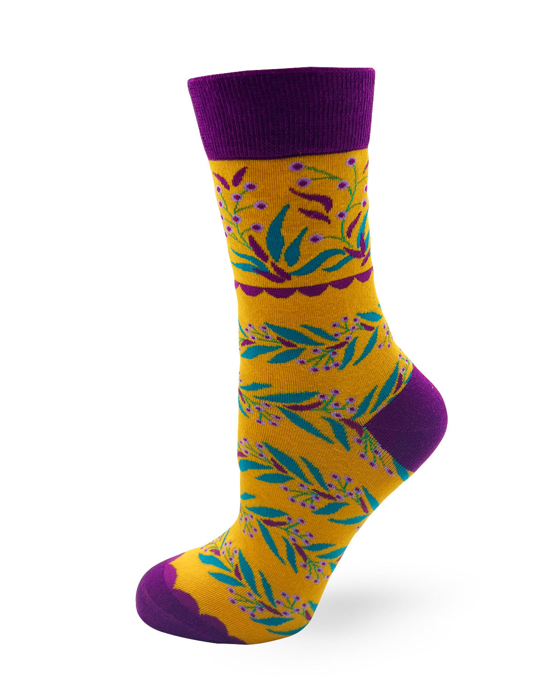 Yellow and Purple Ladies novelty Socks