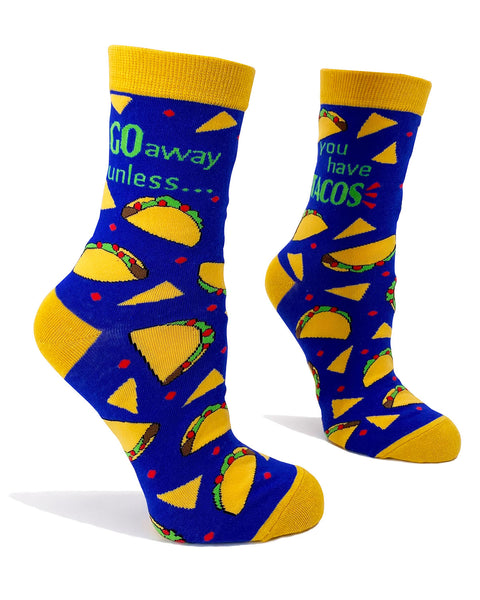 Go away unless you have tacos women's novelty crew socks
